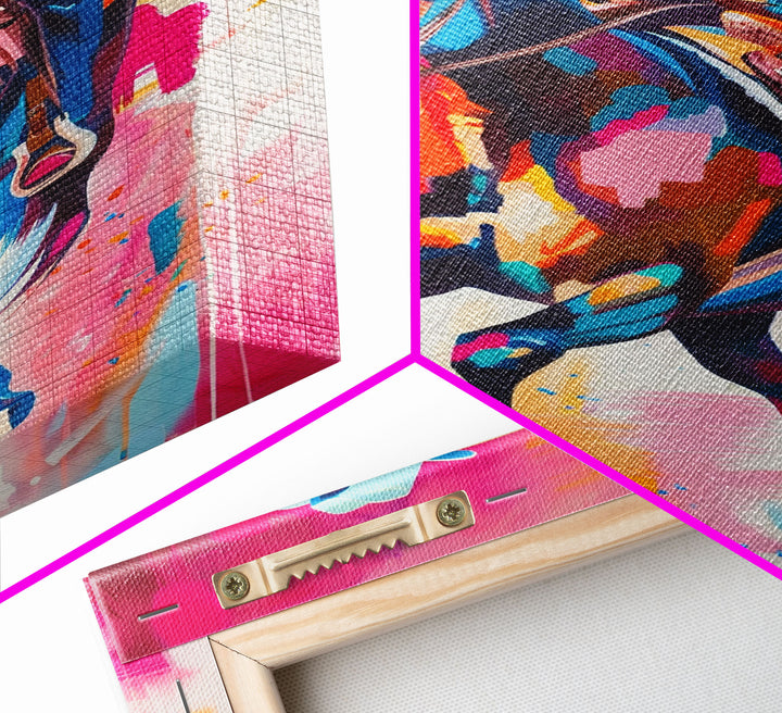 Colorful Cowboy Riding Horse Art - Framed Canvas Print, Vibrant Western Decor, Unique Living Room Wall Art, Home Decor