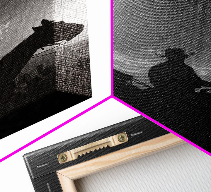 Two Cowboys Riding at Sunset in a Serene Black and White Western Landscape for Wall Art, Canvas Prints, Home Decor, Living Room Art