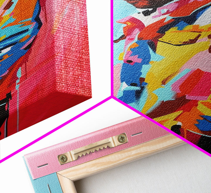 Colorful Pensive Cowboy Art - Framed Canvas Print, Vibrant Living Room Decor, Unique Wall Art, Modern Home Decor