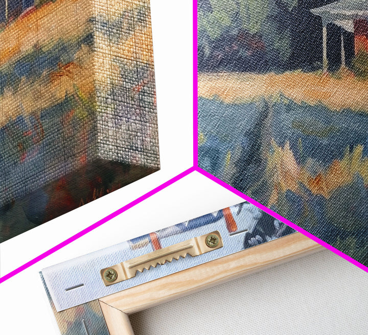 Serene Farmhouse at Dusk, Framed Canvas Print, Great for Living Room Art, Country Home Decor, Relaxing Bedroom Wall Art