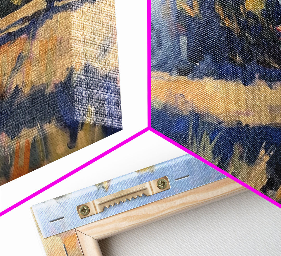 Tranquil Farmhouse with Red Roof, Framed Canvas Print, Great for Living Room Art, Pastoral Home Decor, Peaceful Bedroom Wall Art