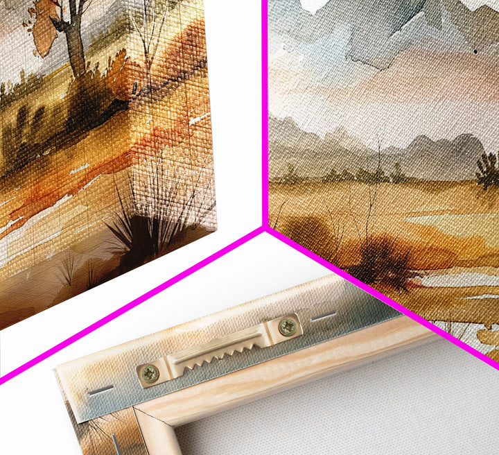 Sunset Over Desert Canyon and River, Stunning Framed Canvas Print for Home, Minimalist Wall Art, Nature Scenery Decor