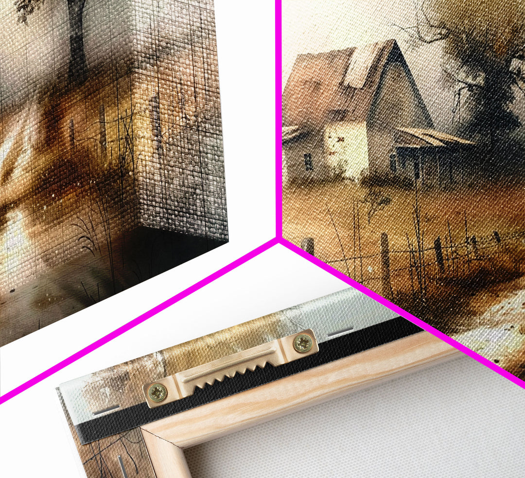 Desert Flora with Vibrant Flowers and Mountains, Colorful Framed Canvas Print for Home, Southwestern Style Wall Art, Nature Decor