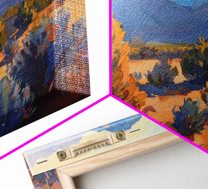 Serene Desert Landscape with Mountains, Beautiful Living Room Art, Framed Canvas Print, Farmhouse Style, Rustic Wall Decor