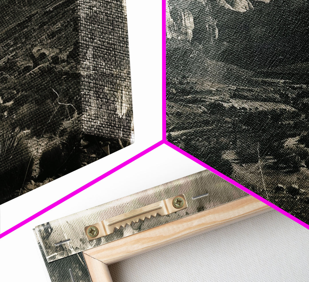 Majestic Mountain Range in Vintage Style, Framed Canvas Print for Living Room Decor, Ideal Bedroom Wall Art, Western Landscape