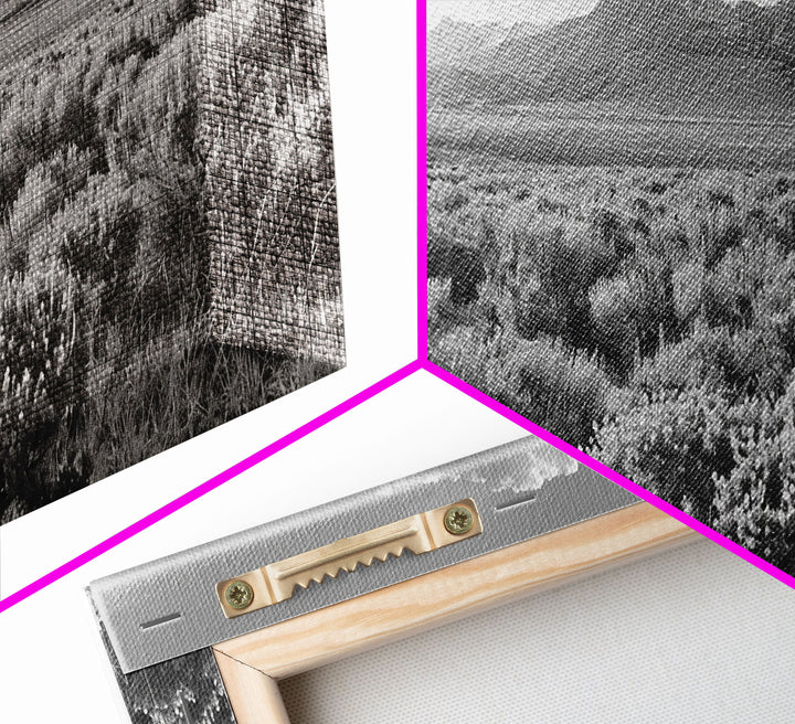 Mountain Range with Rolling Hills and Sagebrush, Framed Canvas Print Farmhouse Living Room Wall Art, Rustic Home Decor, Scenic Landscape Art