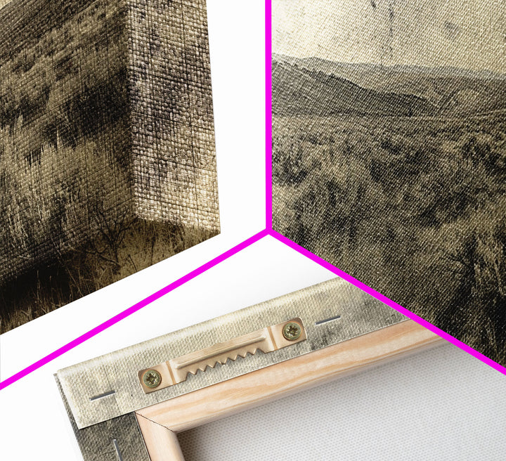 Expansive Desert Landscape with Rolling Hills Framed Canvas Print for Farmhouse Bedroom Wall Art Rustic Home Decoration, Scenic Nature Scene