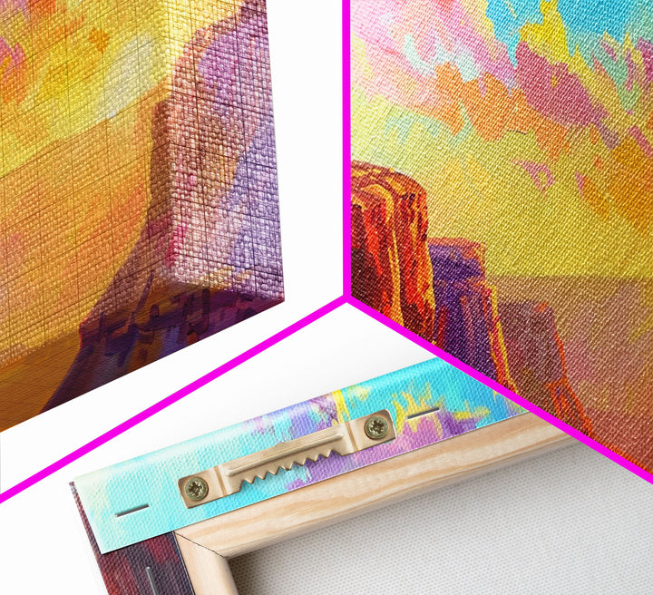 Cowboy on Horse Under Vibrant Sky, Farmhouse Style Framed Canvas Print for Bedroom Wall Art, Rustic Home Decor, Western Scenic Art