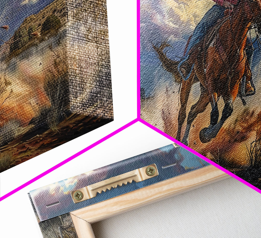 Colorful Desert Landscape with Tree Under Starry Sky, Stunning Framed Canvas Print, Living Room Art, Bedroom Decor, Southwestern Wall Art