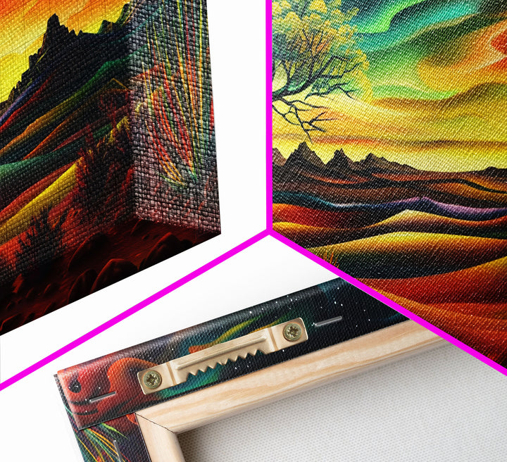 Van Gough Inspired Snowy Mountain Scenery, Striking Framed Canvas Print, Ideal for Living Room Art, Rustic Bedroom Decor Nature Wall Art