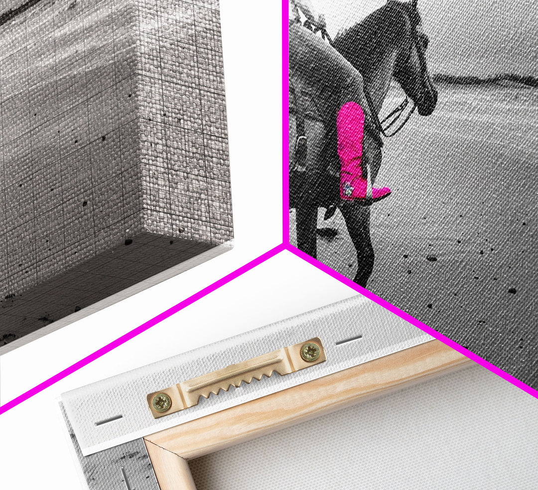 Framed Canvas Print of Highland Cow in Winter Hat, Fun and Quirky Wall Art for Living Room or Bedroom, Unique Decor