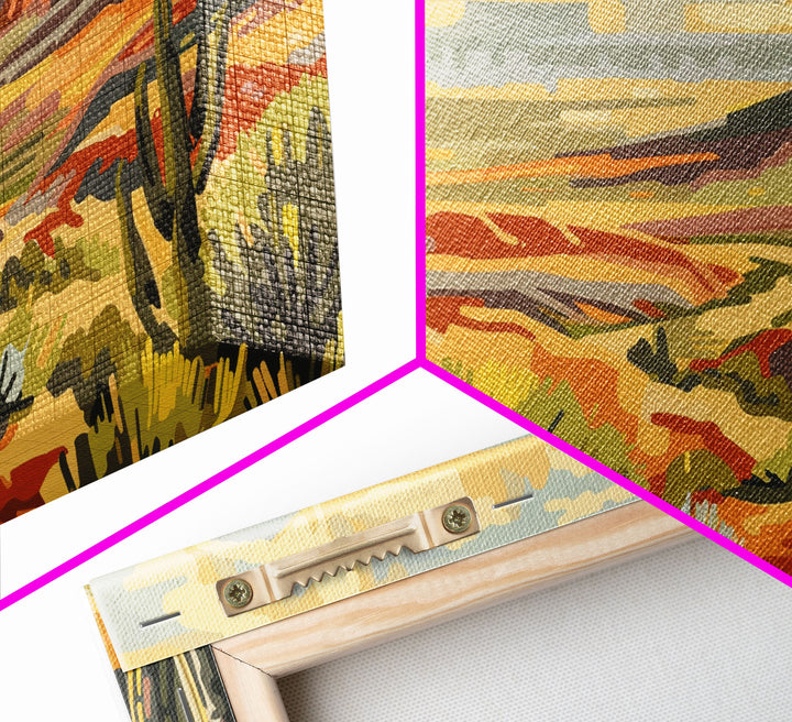 Cowboy Overlooking Desert Canyon, Framed Canvas Print for Rustic Living Room Decor, Western Wall Art, Home and Bedroom Decoration