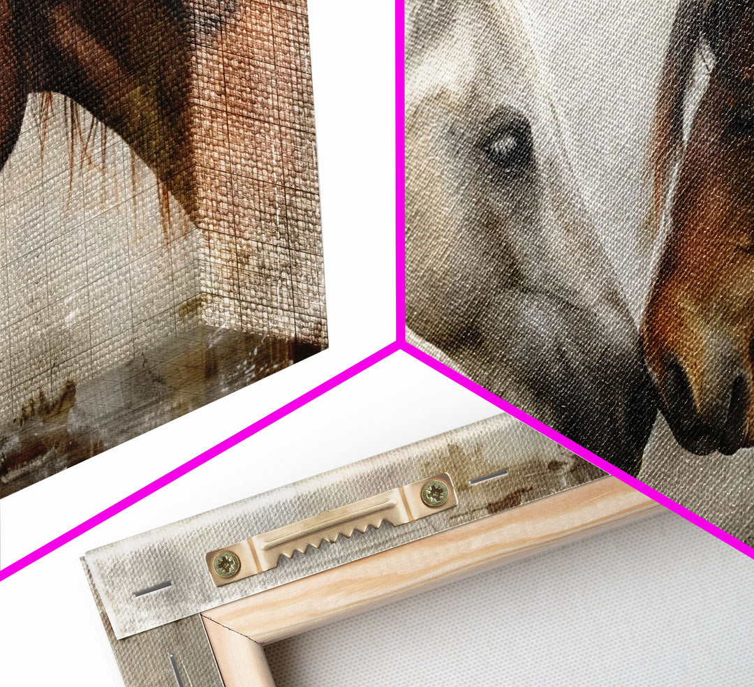 Cowboy Riding in Desert Landscape, Framed Canvas Print for Rustic Living Room Decor, Western Art for Home and Bedroom Decoration