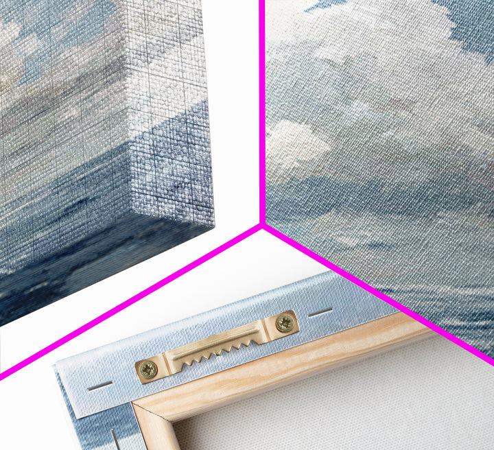 Classic Seascape with Dramatic Clouds Framed Canvas Print, Wall Art, Living Room Decor, Oil Painting, Minimalist Decor, WAL-1x1-51