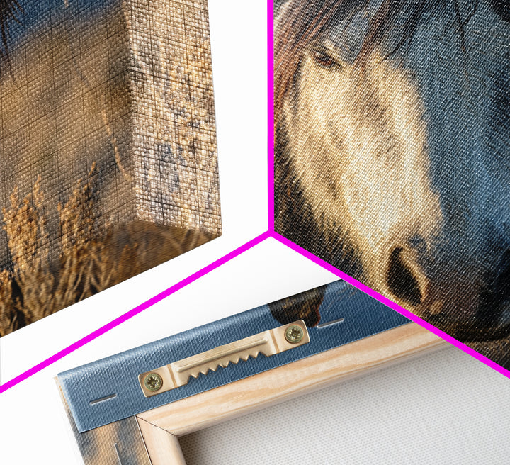 Wild Horse Portrait Framed Canvas Print, Wall Art, Boho Decor, Living Room Decor, Fine Art, Painting, Art Print, WAL-1x1-61