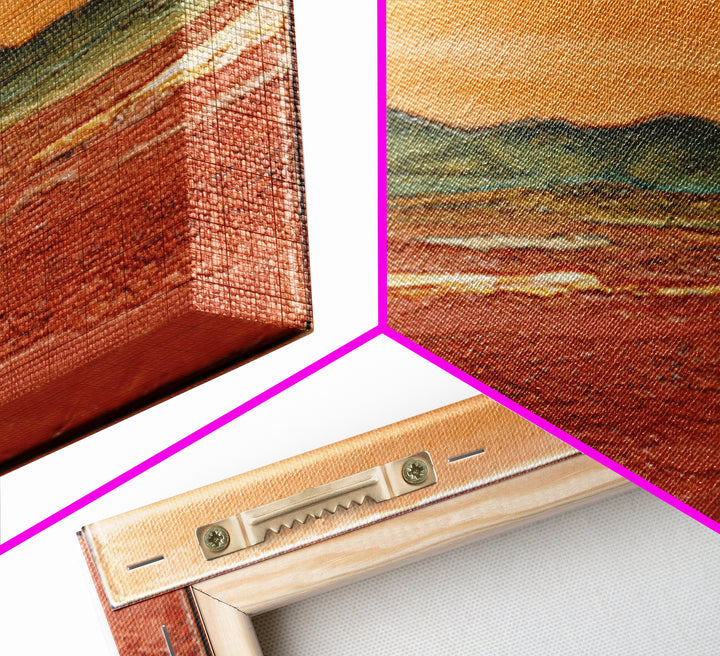 Desert Landscape in Warm Terracotta Tones Framed Canvas Print, Wall Art, Boho Decor, Living Room Decor, Fine Art, WAL-1x1-79