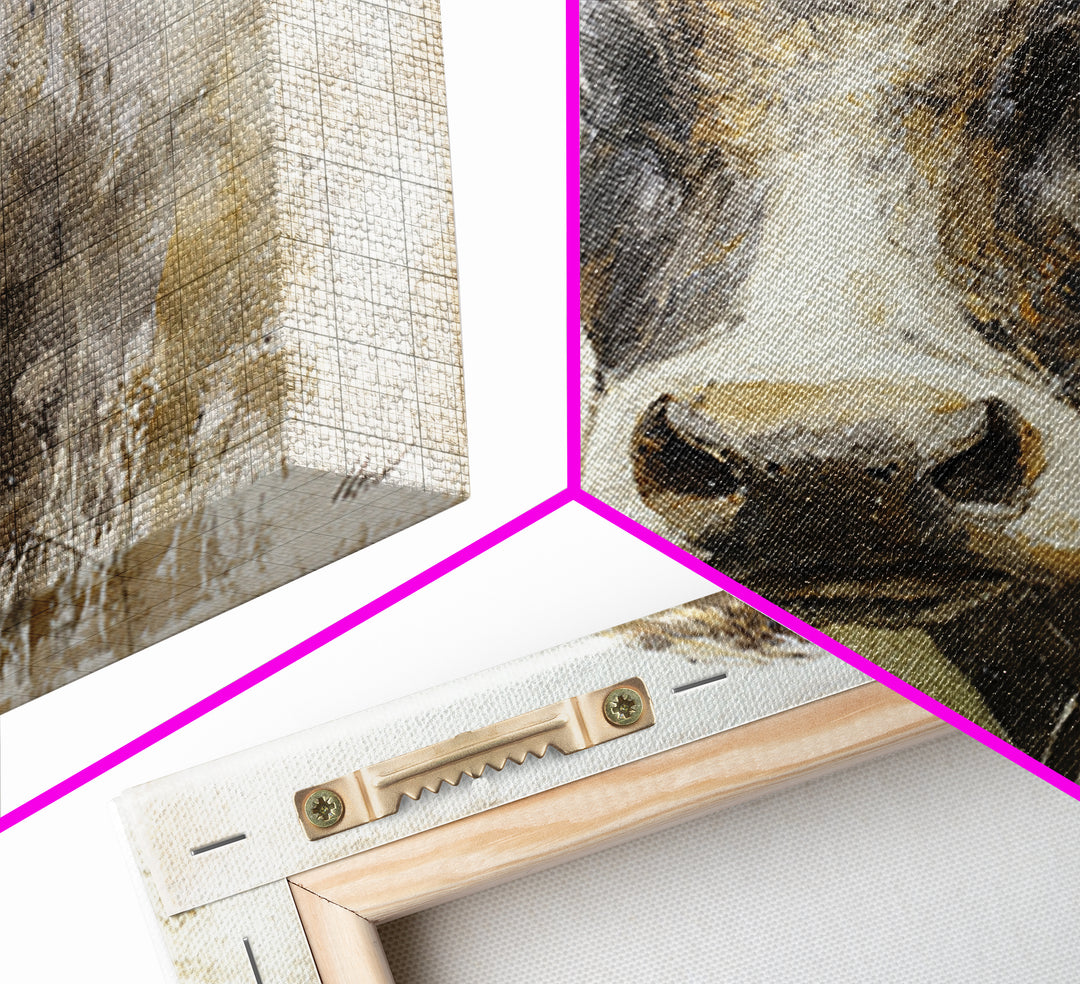Rustic Farmhouse Cow Portrait Canvas Print, Wall Art, Room Decor, Living Room Decor, Oil Painting, Printable Wall Art, WAL-1x1-91