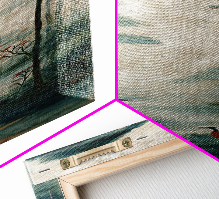 Monochrome Ink Crane Composition Canvas Print, Wall Art, Living Room Decor, Oil Painting, Metal Wall Art, Digital Wall Art, WAL-1x3-12