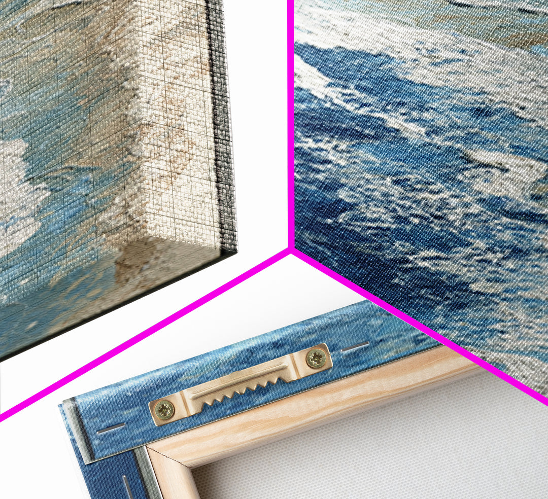 Coastal Aerial Water Study Canvas Print, Wall Art, Digital Wall Art, Living Room Decor, Fine Art, Wood Wall Art, WAL-1x3-23
