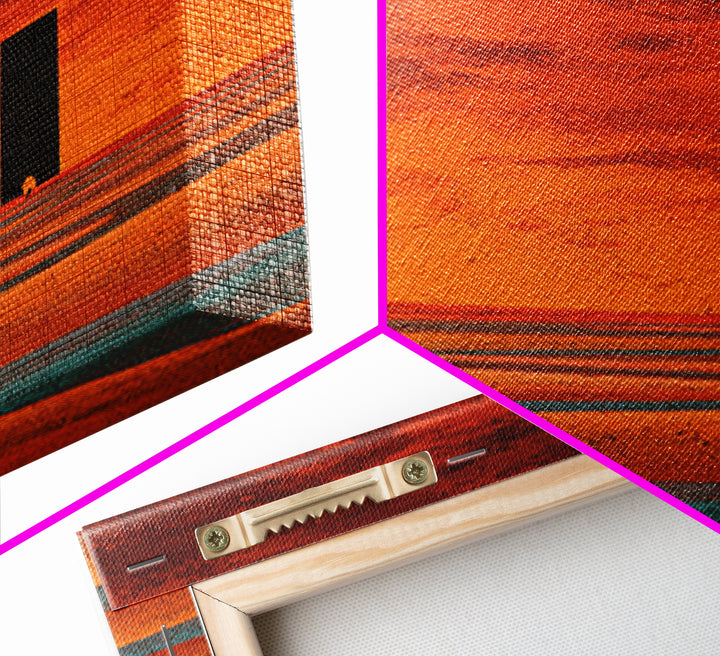 Desert Landscape in Warm Terracotta Tones Framed Canvas Print, Wall Art, Boho Decor, Living Room Decor, Fine Art, WAL-1x3-91