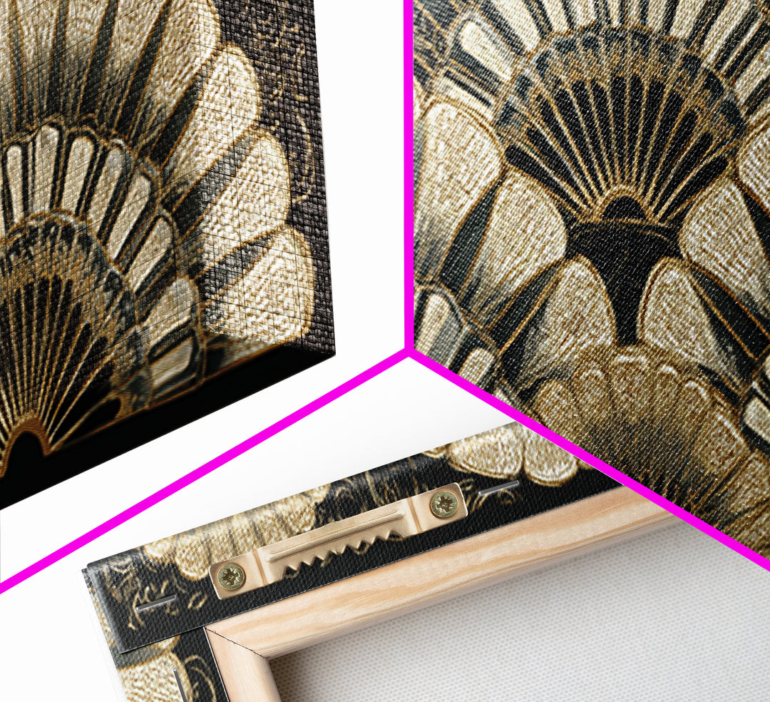 Art Deco Gold Fan Pattern Framed Canvas Print, Wall Art, Fine Art Print, Living Room Decor, Fine Art, Wall Decor, WAL-2x1-16