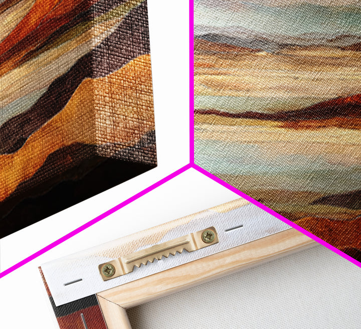 Desert Landscape in Warm Terracotta Tones Framed Canvas Print, Wall Art, Boho Decor, Living Room Decor, Fine Art, WAL-2x1-27