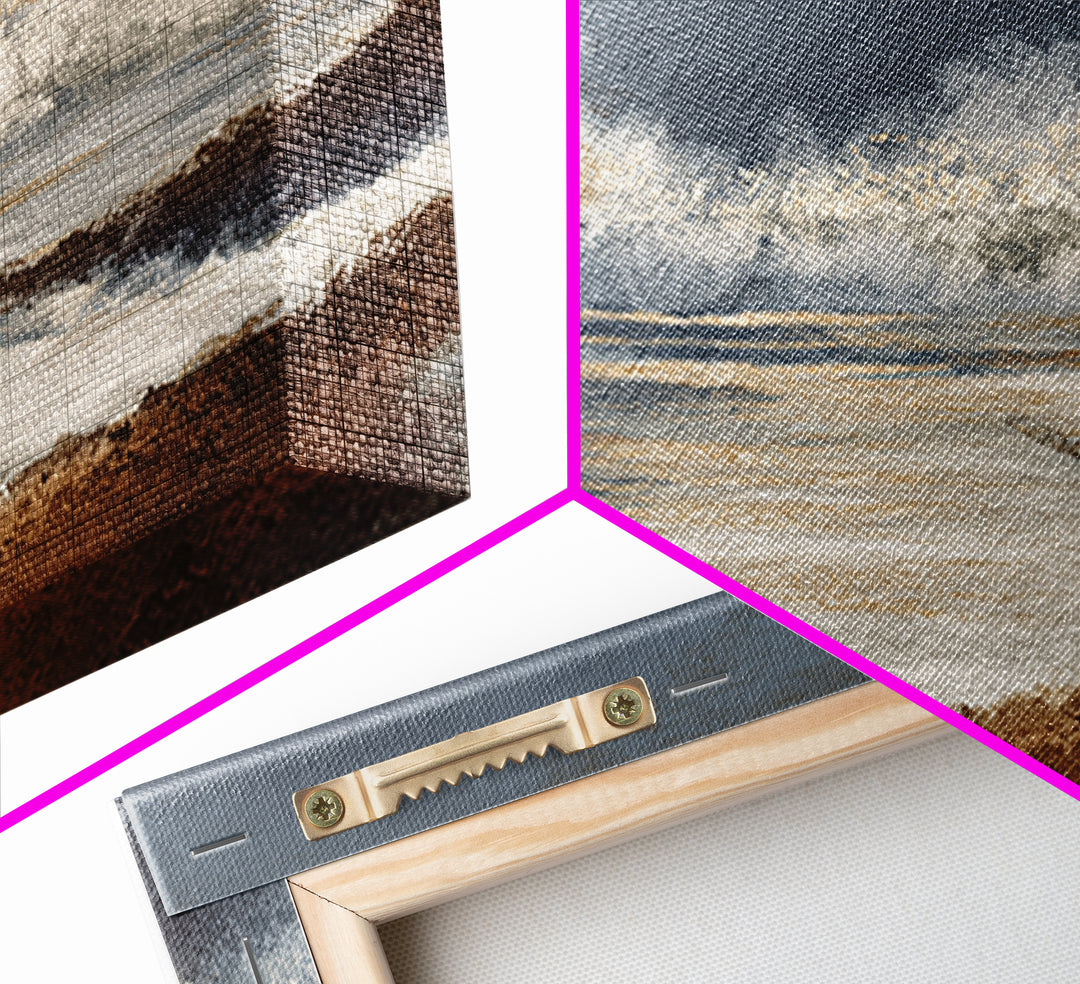 Mid Century Color Block Composition Canvas Print, Wall Art, Living Room Decor, Oil Painting, Metal Wall Art, WAL-2x1-32