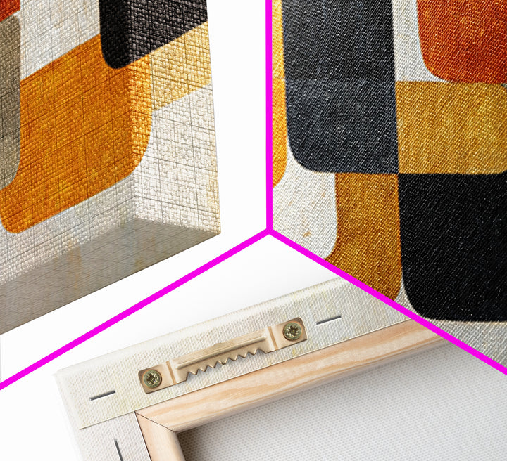 Mid Century Color Block Composition Framed Canvas Print, Wall Art, Art Print, Living Room Decor, Fine Art, Wall Hanging, WAL-2x1-56