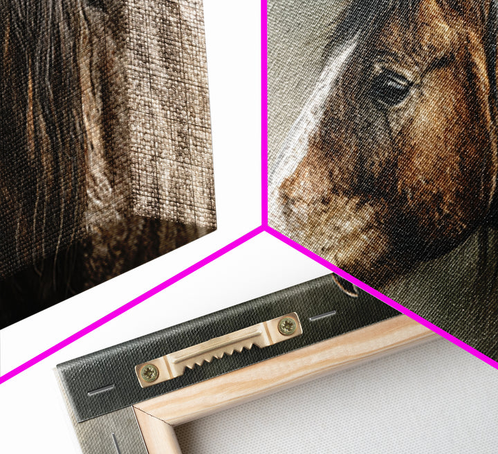 Wild Horse Portrait Canvas Print, Wall Art, Canvas, Living Room Decor, Oil Painting, Canvas Wall Art, Abstract Art, WAL-2x1-57