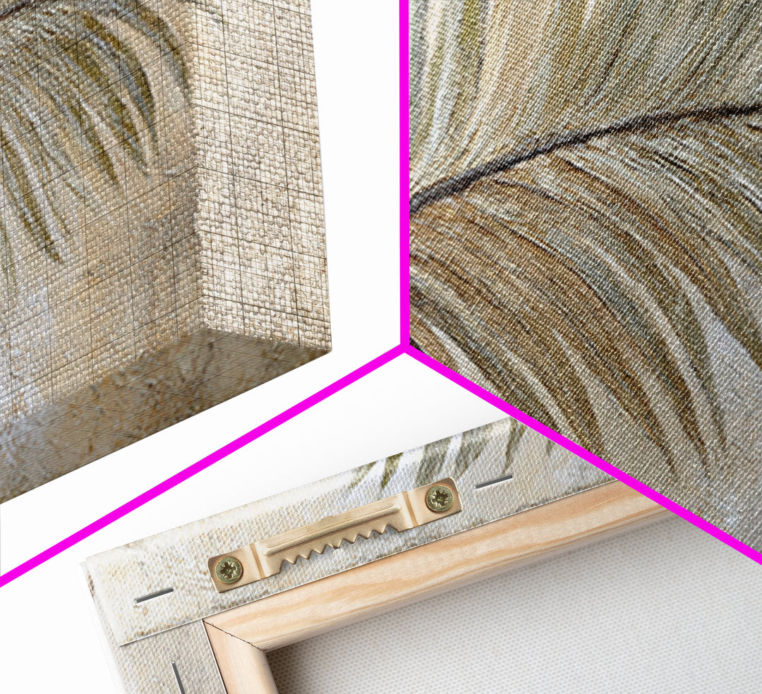 Tropical Palm Leaf Painting Framed Canvas Print, Wall Art, Heart, Living Room Decor, Fine Art, Home Decor Gift, WAL-2x1-60