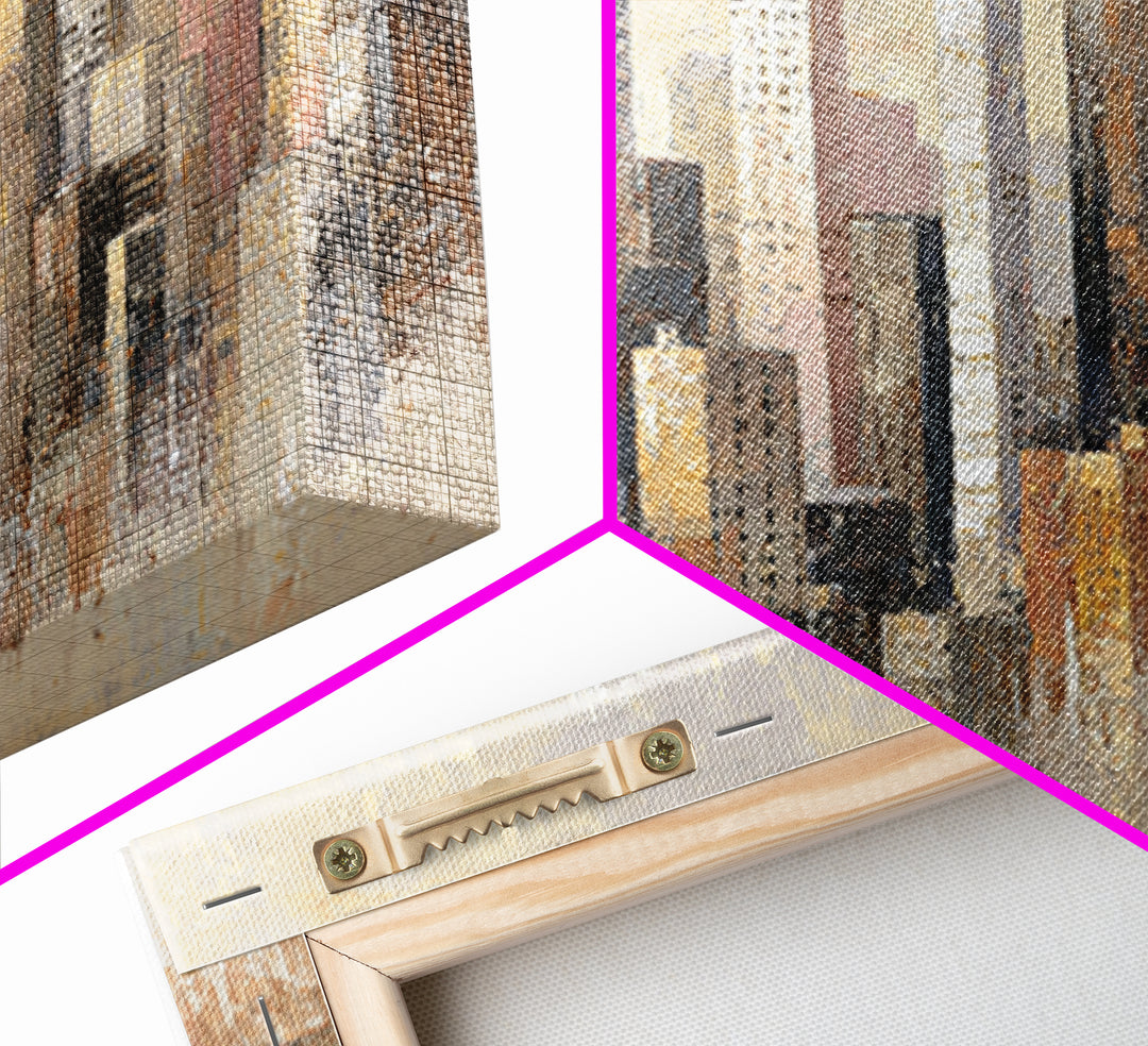 Urban Skyline in Muted Evening Color Canvas Print, Wall Art, Living Room Decor, Abstract Art, Metal Wall Art, WAL-2x1-62