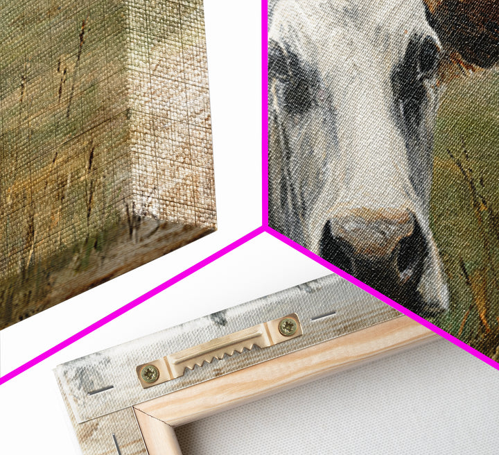 Rustic Farmhouse Cow Portrait Canvas Print, Wall Art, Wall Hanging, Living Room Decor, Fine Art, Gallery Decor, WAL-2x1-63