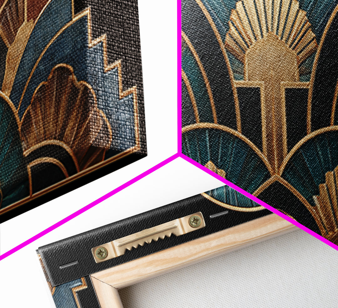 Art Deco Gold Fan Pattern Canvas Print, Wall Art, Printable Wall Art, Living Room Decor, Fine Art, Original Art, WAL-2x1-64