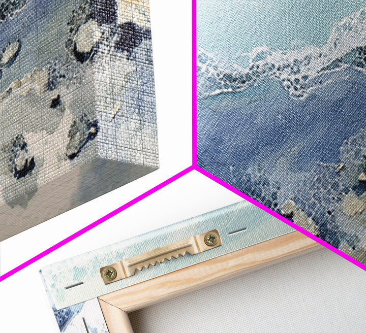 Coastal Aerial Water Study Framed Canvas Print, Wall Art, Painting, Living Room Decor, Fine Art, Art Deco, Wall Hanging, WAL-2x1-7