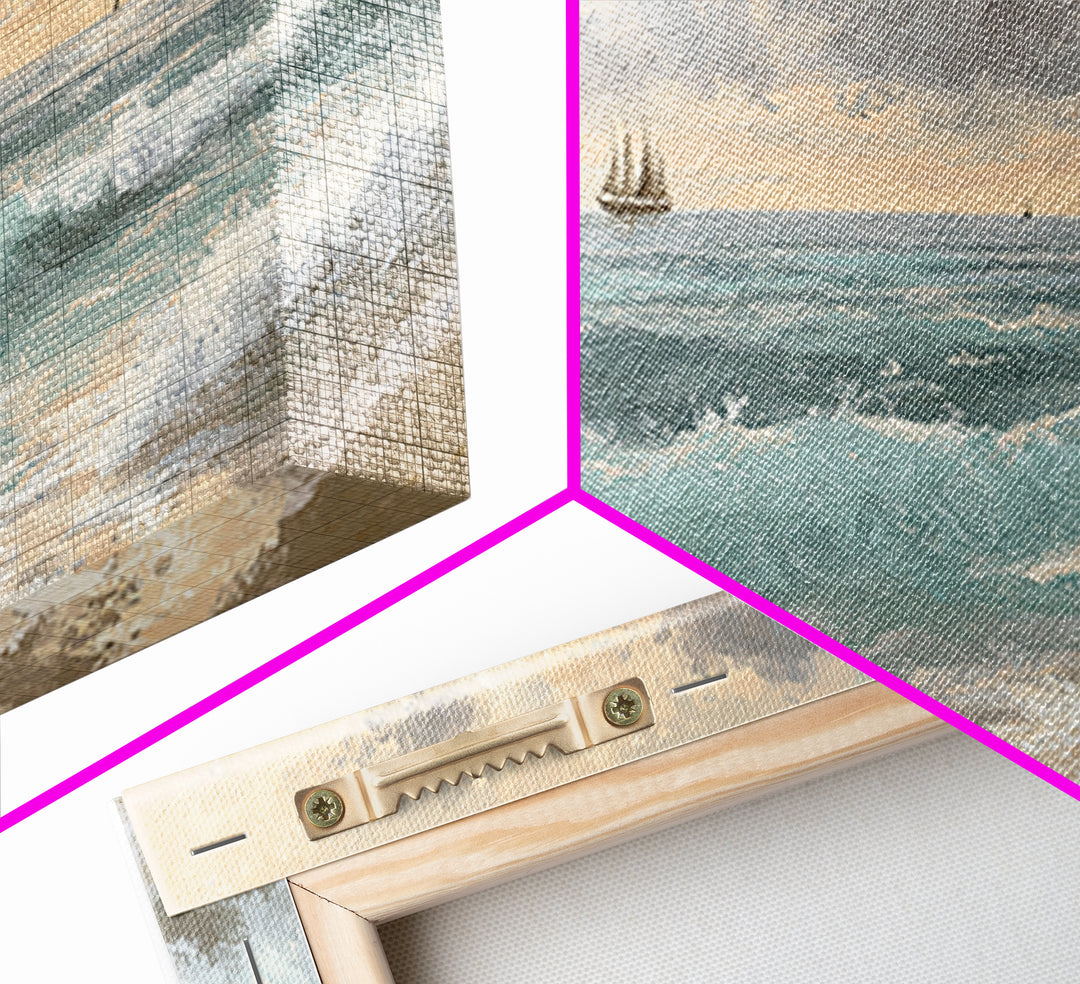Classic Seascape with Dramatic Clouds Canvas Print, Wall Art, Wood Wall Art, Living Room Decor, Abstract Art, WAL-2x1-71