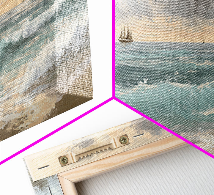 Classic Seascape with Dramatic Clouds Canvas Print, Wall Art, Wood Wall Art, Living Room Decor, Abstract Art, WAL-2x1-71