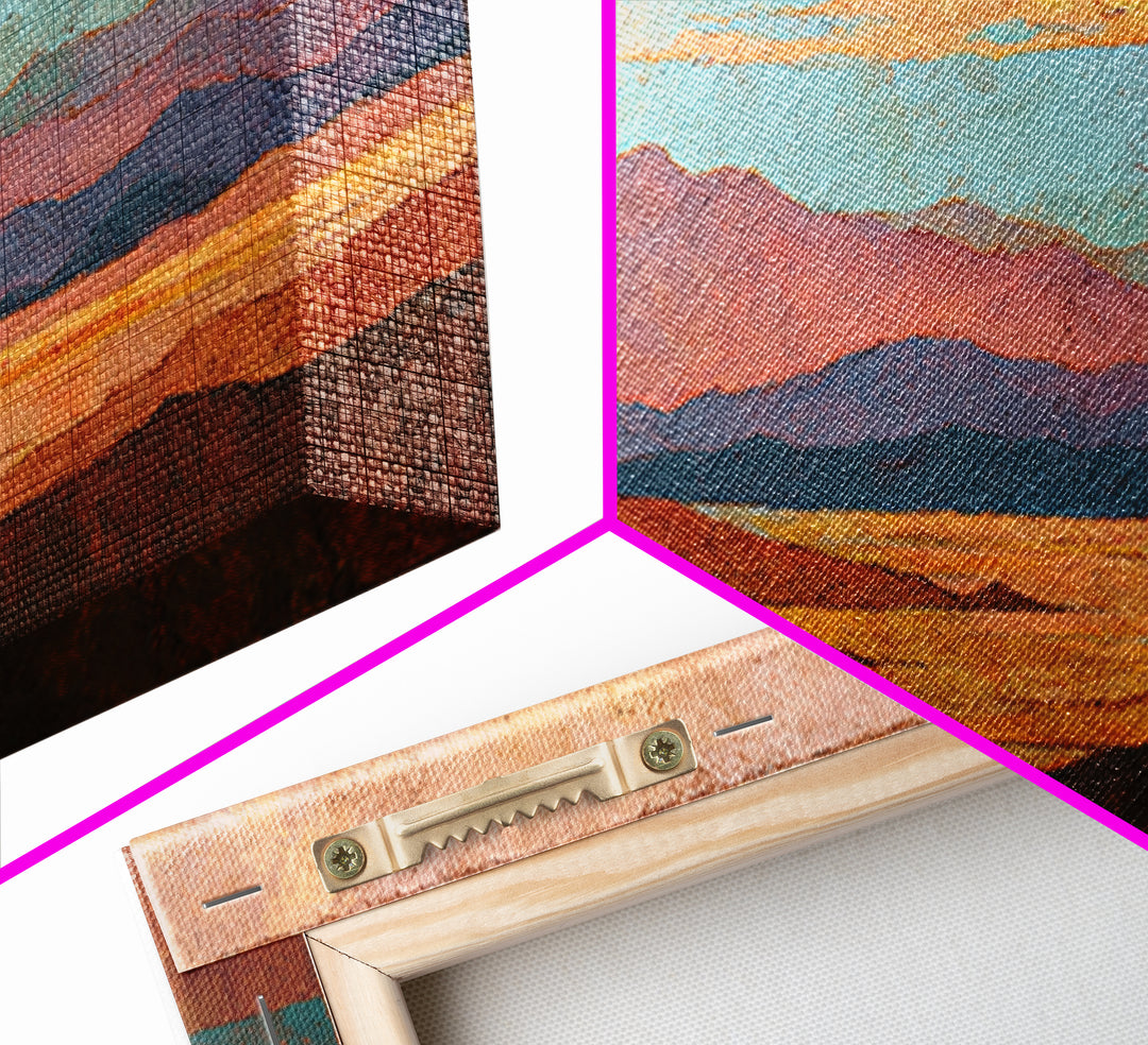 Desert Landscape in Warm Terracotta Tones Framed Canvas Print, Wall Art, Room Decor, Living Room Decor, Fine Art, WAL-2x1-75