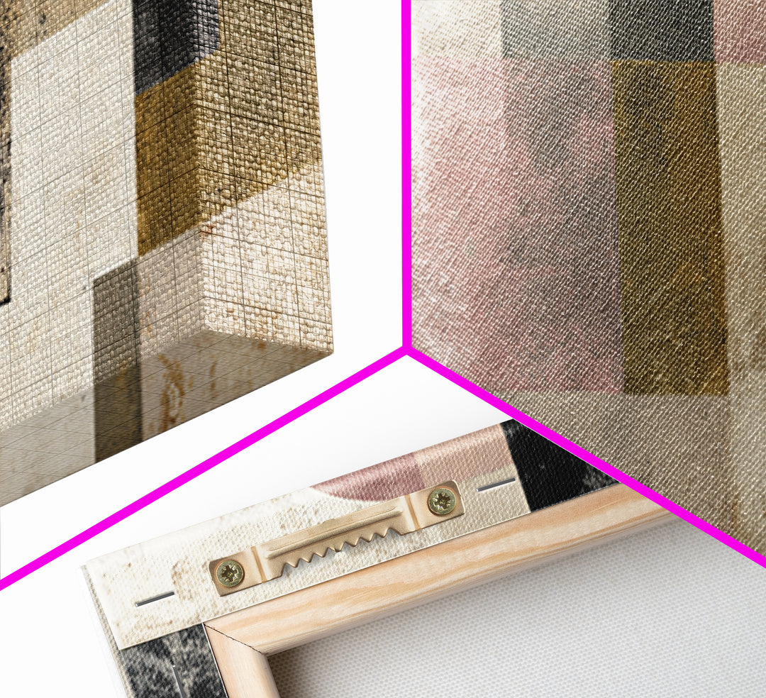 Luxury Neutral Plaster Texture Abstract Framed Canvas Print, Wall Art, Art, Living Room Decor, Fine Art, Wall Clock, WAL-2x1-83