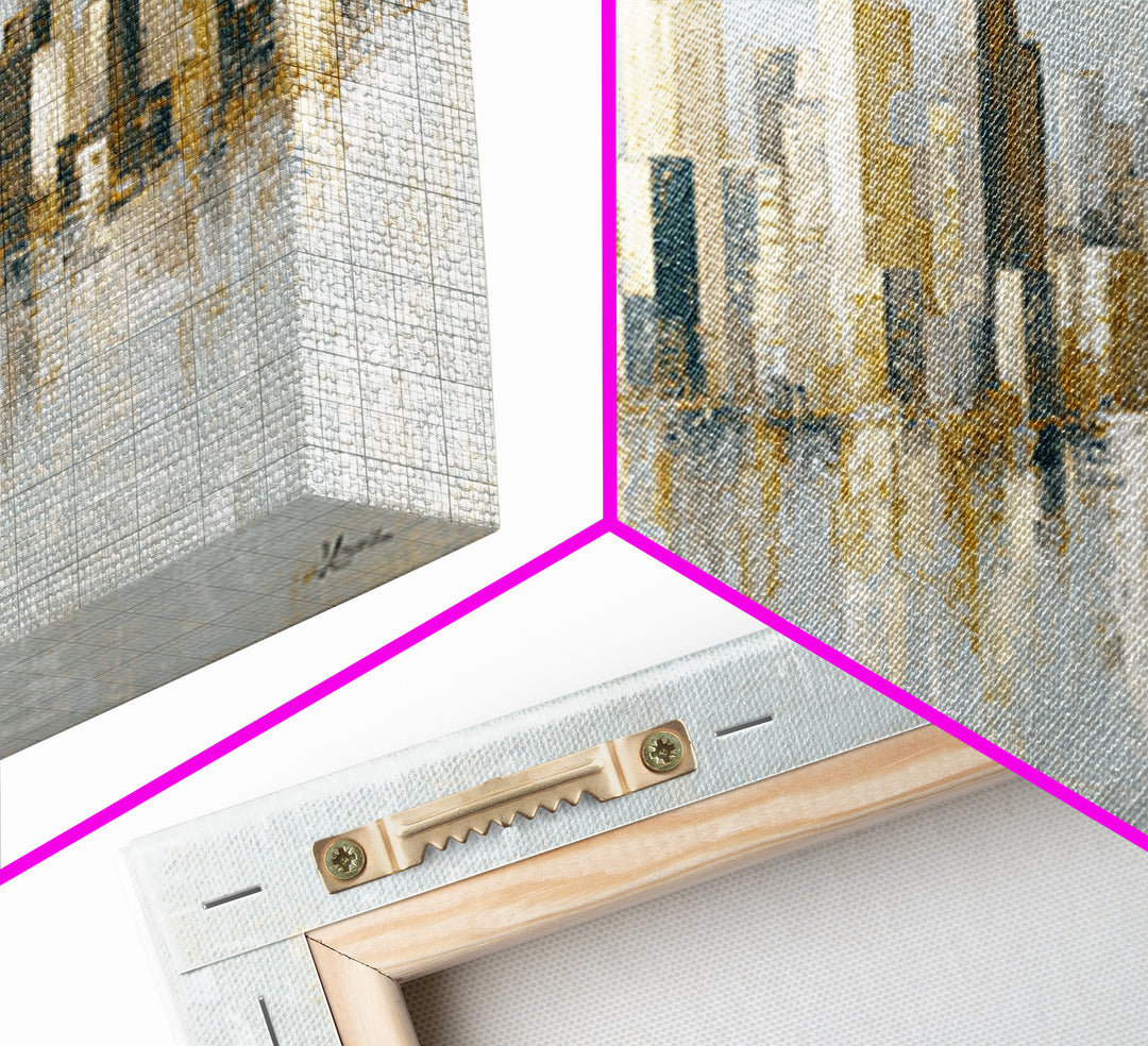 Urban Skyline in Muted Evening Color Framed Canvas Print, Wall Art, Art Print, Living Room Decor, Abstract Art, WAL-2x1-86