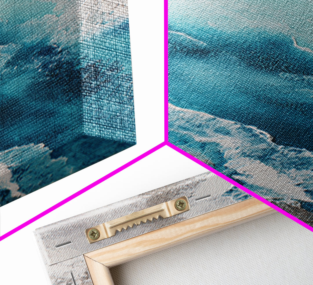Coastal Aerial Water Study Framed Canvas Print, Wall Art, Contemporary Art, Living Room Decor, Fine Art, Mid Century Modern, WAL-2x3-19