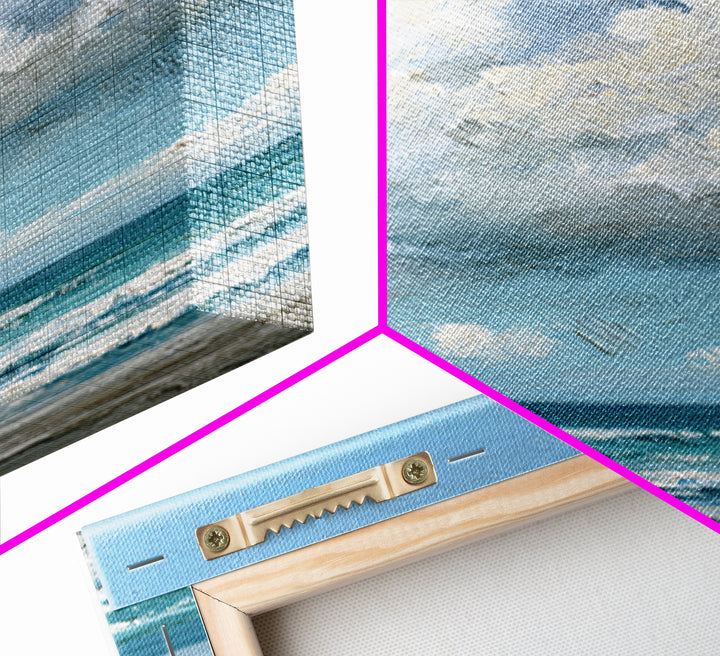 Classic Seascape with Dramatic Clouds Canvas Print, Wall Art, Wall Hangings, Living Room Decor, Watercolor Art, WAL-2x3-35