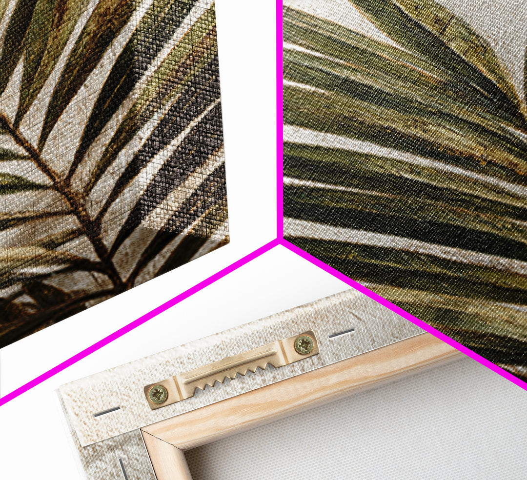 Tropical Palm Leaf Painting Framed Canvas Print, Wall Art, Home Decor, Living Room Decor, Fine Art, Digital Wall Art, WAL-2x3-48
