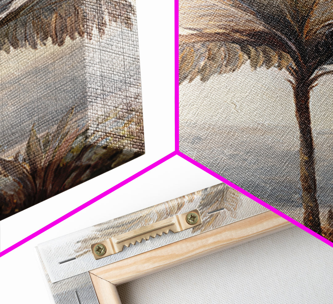 Tropical Palm Leaf Painting Canvas Print, Wall Art, Heart, Living Room Decor, Fine Art, Home Decor Gift, Original Art, WAL-2x3-72