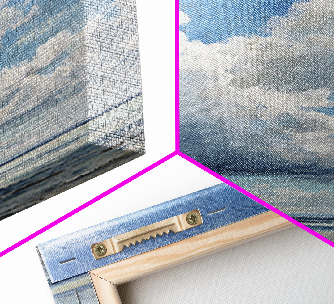 Classic Seascape with Dramatic Clouds Framed Canvas Print, Wall Art, Wood Wall Art, Living Room Decor, Abstract Art, WAL-2x3-83