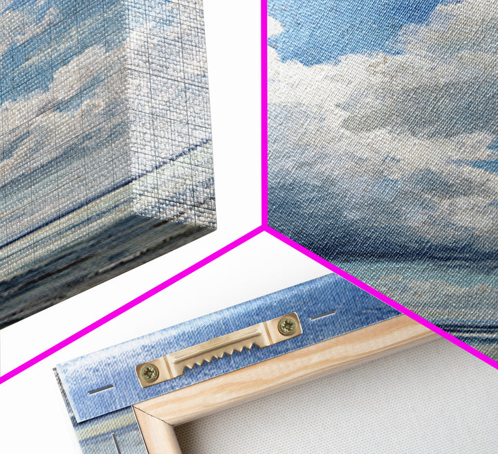 Classic Seascape with Dramatic Clouds Framed Canvas Print, Wall Art, Wood Wall Art, Living Room Decor, Abstract Art, WAL-2x3-83
