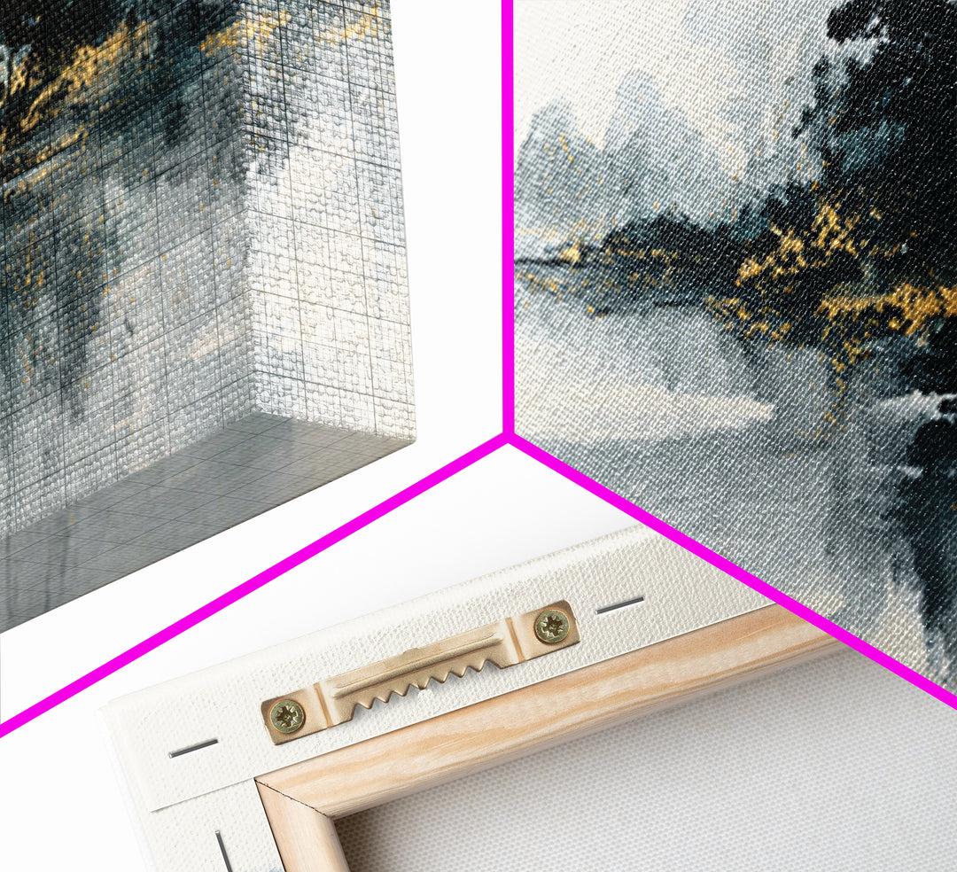 Monochrome Ink Crane Composition Canvas Print, Wall Art, Original Art, Living Room Decor, Fine Art, Modern Decor, WAL-3x1-16