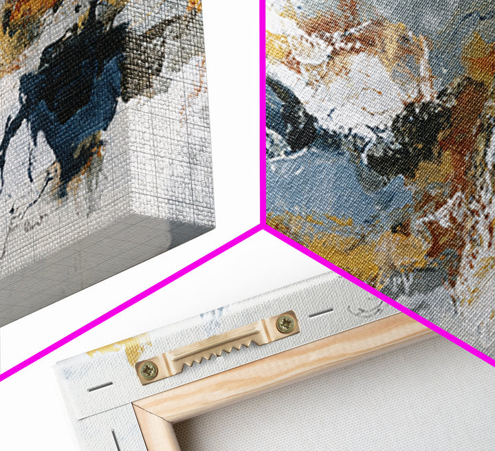Statement Abstract with Bold Layered Brushwork Canvas Print, Wall Art, Textured Wall Art, Living Room Decor, WAL-3x1-17
