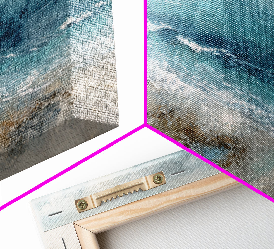 Coastal Aerial Water Study Canvas Print, Wall Art, Fine Art Print, Living Room Decor, Fine Art, Wall Decor, Painting, WAL-3x1-3