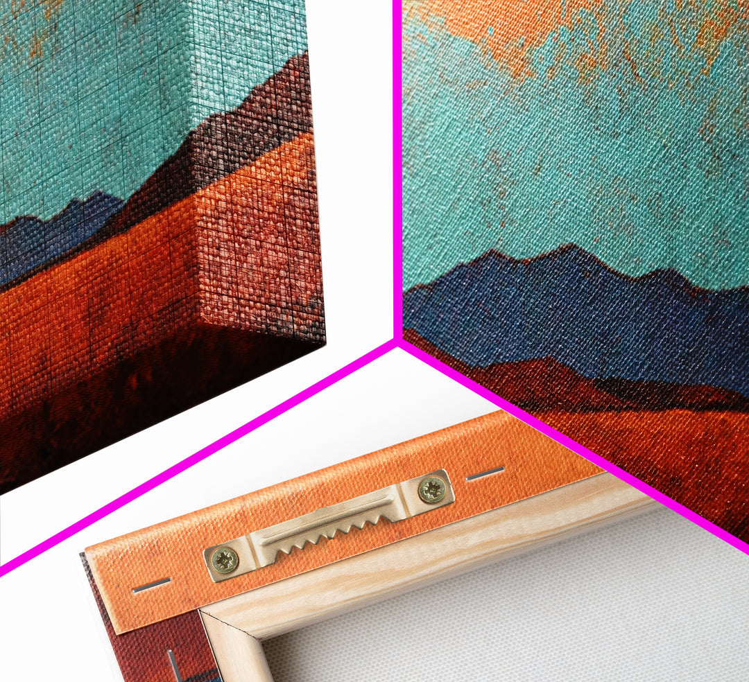 Desert Landscape in Warm Terracotta Tones Framed Canvas Print, Wall Art, Heart, Living Room Decor, Fine Art, WAL-3x1-47