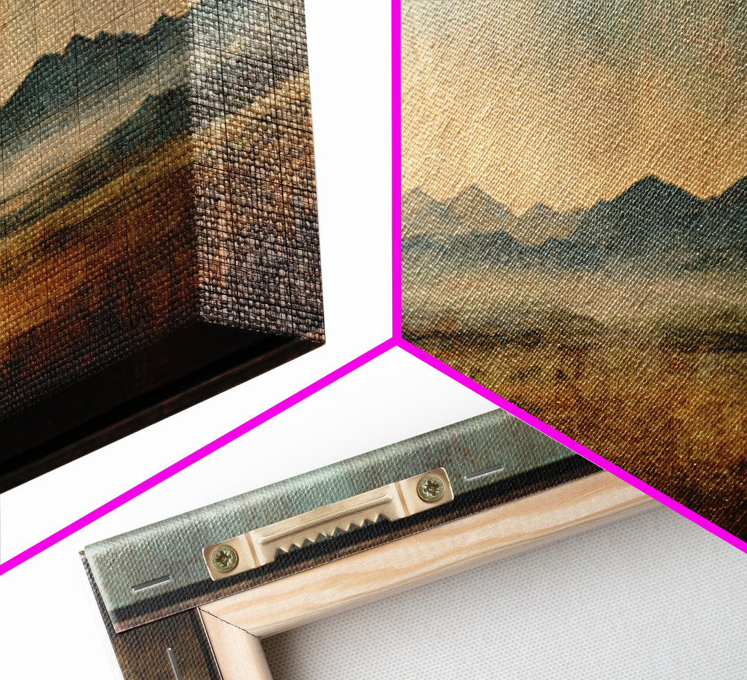 Desert Landscape in Warm Terracotta Tones Canvas Print, Wall Art, Metal Wall Art, Living Room Decor, Oil Painting, WAL-3x1-71